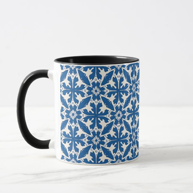 Caneca Boho Pattern in Blue – Elegant & Bold (Esquerda)
