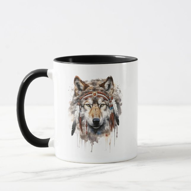 Caneca Boho Tribal Wolf Mug (Esquerda)