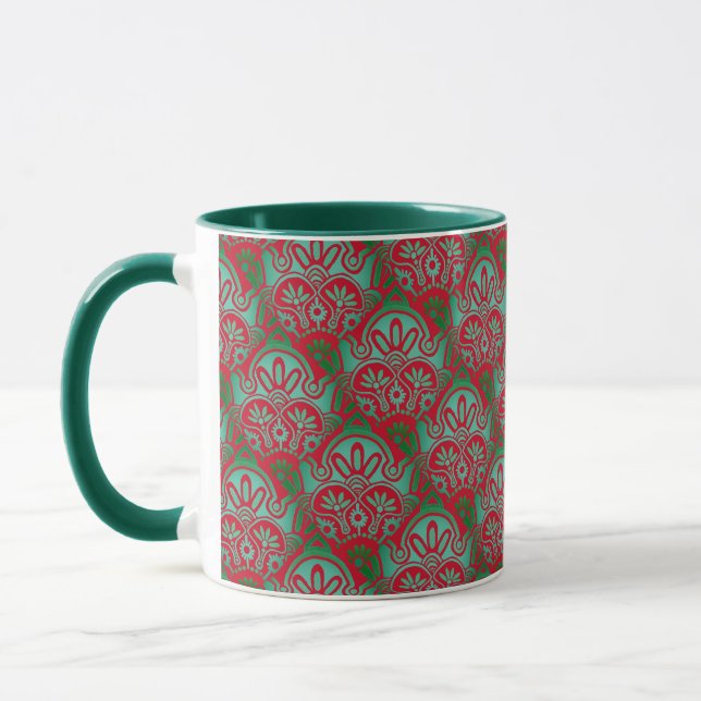 Caneca Boho verde e vermelho Natal Mug (Esquerda)