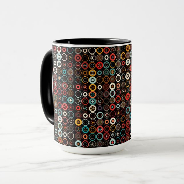 Caneca Boho Vibes Mug: Círculos Retroativos Modernos (Frente Esquerda)