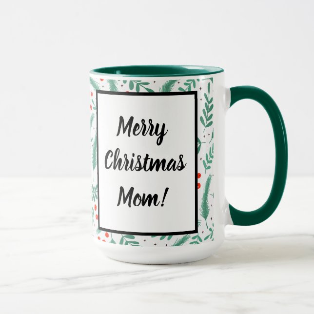 Caneca Boias de Natal Evergreen e Holly Berries (Direita)