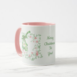 Caneca Bois do Natal Rosa Verde Holly