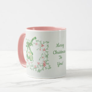 Caneca Bois do Natal Rosa Verde Holly