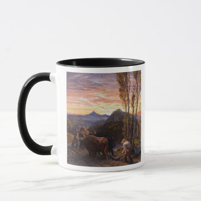 Caneca Bois que Ploughing no por do sol (w/c no papel) (Esquerda)