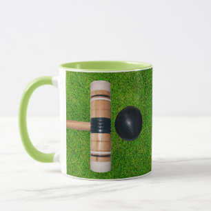 Caneca Bola Croquet, Mallet, Grama Verde