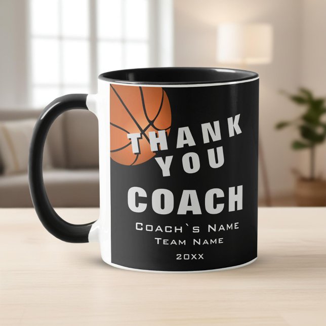 Caneca Bola de Basquete Obrigado Treinador  (Criador carregado)