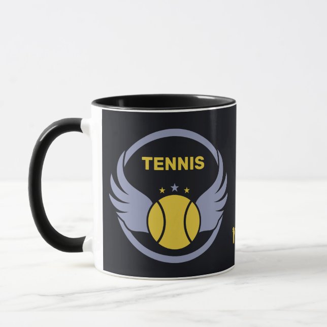 Caneca Bola de Tênis de Texto Personalizada com Asas (Esquerda)