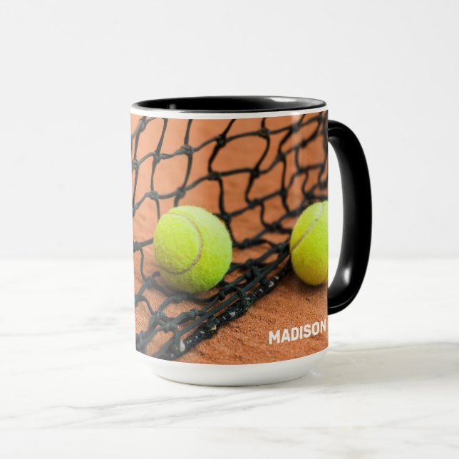 Caneca Bolas de Tênis com Texto Personalizado (Frente Esquerda)