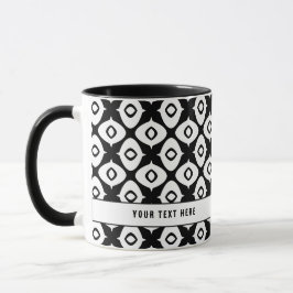Caneca Bold Black and White Symmetrical Arabesque Pattern