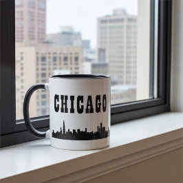 Caneca Bold Design com Iconic Chicago City Skyline