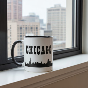 Caneca Bold Design com Iconic Chicago City Skyline