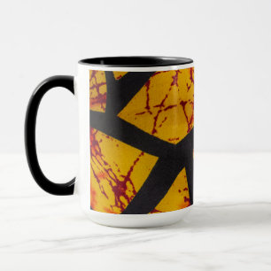 Caneca Bold Geometric African Wax Print Fabric - Gold, Re