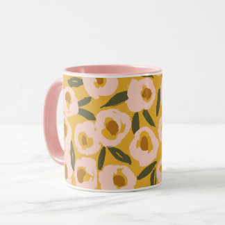 Caneca Bold Inky Floral Pattern | Hand-Drawn Botanical