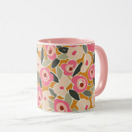 Caneca Bold Inky Floral Pattern | Hand-Drawn Botanical