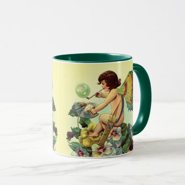 Caneca BOLHAS DE FLUXO DE FAIRY DO namorados,PAINÉIS (Frente Esquerda)