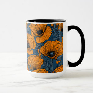 Caneca Bolhas de laranja em azul escuro
