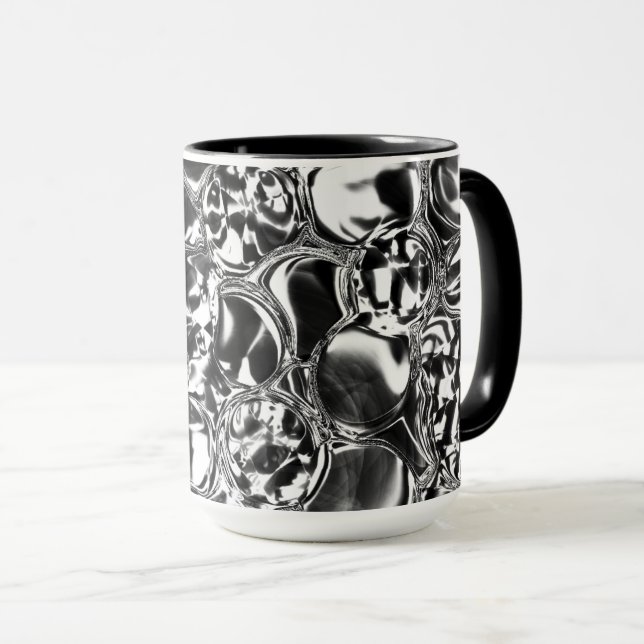 Caneca Bolhas de prata com tom de vidro ou metal (Frente Esquerda)