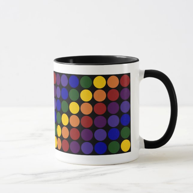 Caneca Bolinhas arco-íris em preto (Direita)