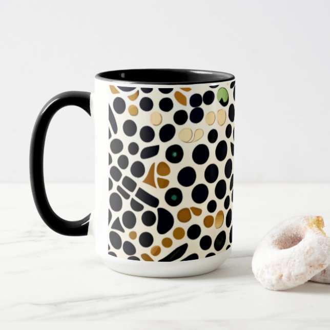 Caneca Bolinhas Azuis do marinho: Destaques Dourados e Es (Com Donut)