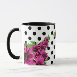 Caneca Bolinhas bonito de Flores Rosa