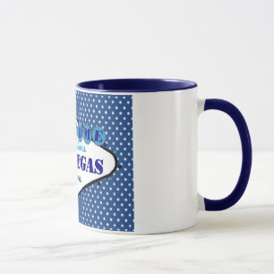 Caneca Bolinhas brancas de Las Vegas, com fundo azul
