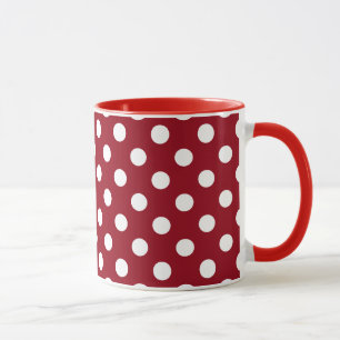 Caneca Bolinhas brancas em vermelho