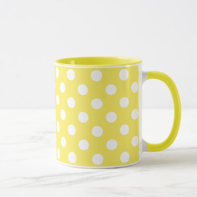 Caneca Bolinhas brancas sobre fundo amarelo de milho (Direita)