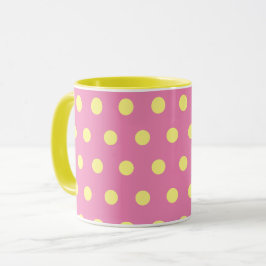 Caneca Bolinhas (Cor-de-rosa e amarelo suave)