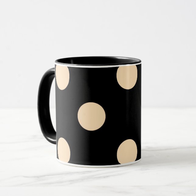 Caneca Bolinhas de Creme Preto (Frente Esquerda)