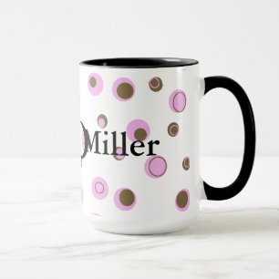Caneca Bolinhas Marrons Rosa Monograma