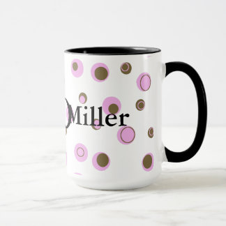 Caneca Bolinhas Marrons Rosa Monograma