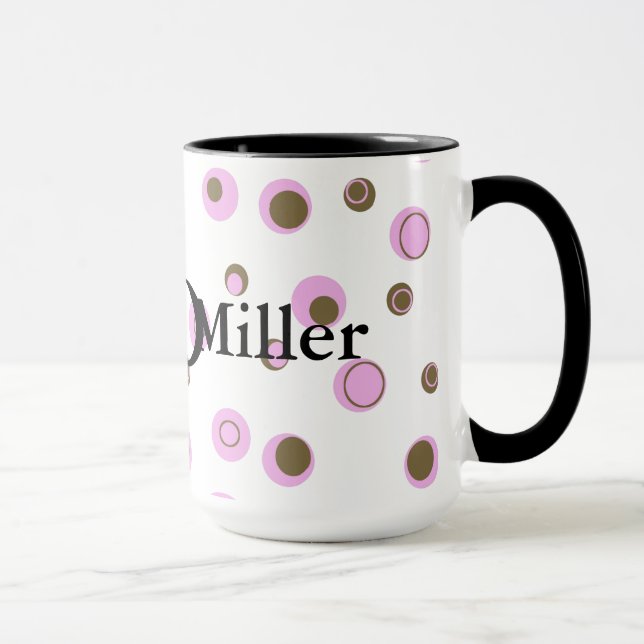 Caneca Bolinhas Marrons Rosa Monograma (Direita)