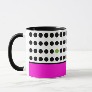 Caneca Bolinhas modernas e bloco de cor rosa