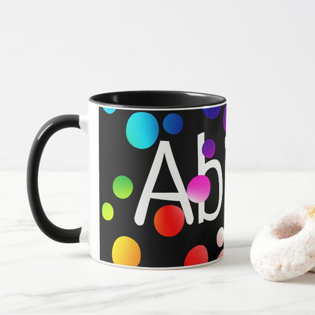 Caneca Bolinhas neon com nome (Com Donut)
