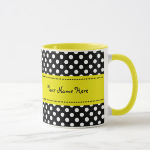 Caneca Bolinhas preto e branco da margarida amarela