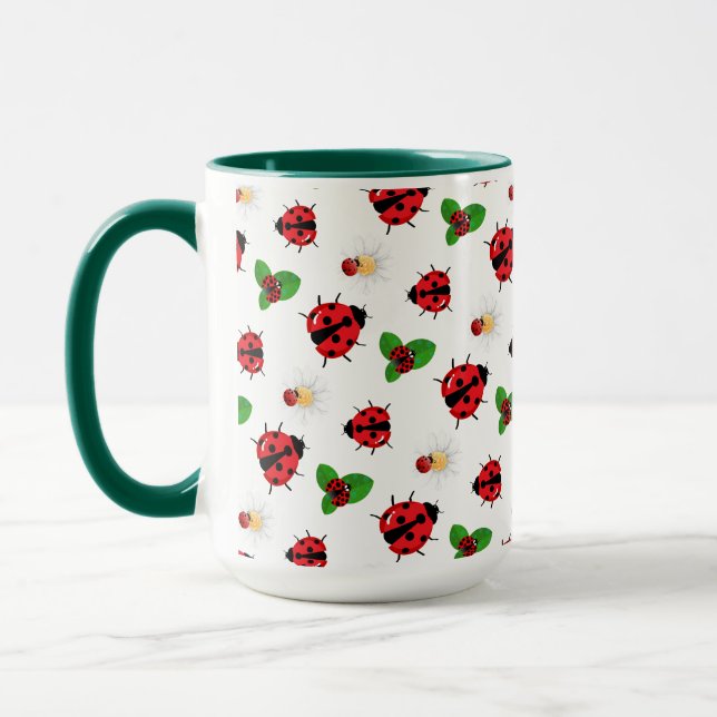 Caneca Bolinhas vermelha-branca Ladybug Daisy verão (Esquerda)