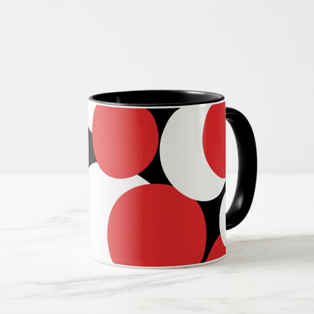 Caneca Bolinhas Vermelhas Pretas e Brancas (Frente Esquerda)