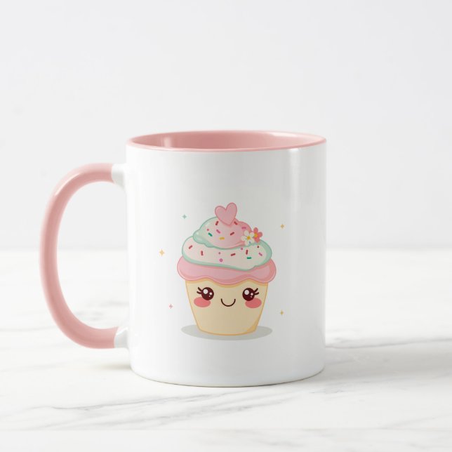 Caneca Bolo de aniversário fofo sorrindo (Esquerda)