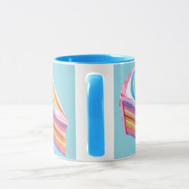 Caneca Bolo de arco-íris feliz