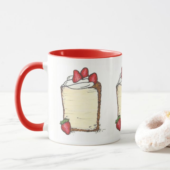 Caneca Bolo de Comida de anjo Morangos Dessert Foodie (Com Donut)