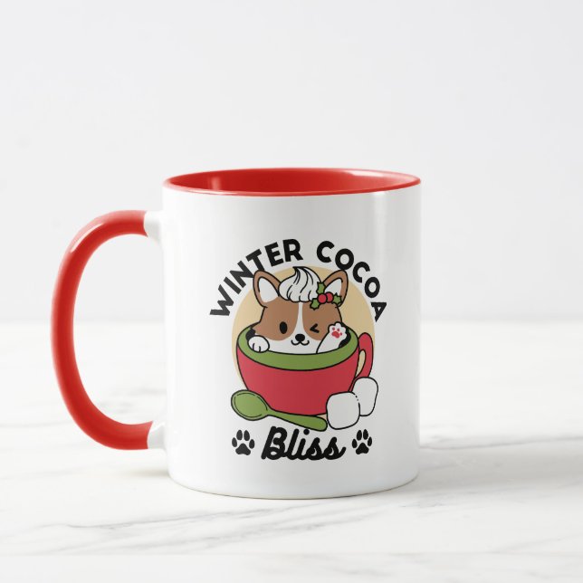 Caneca Bolsa de Cacau de inverno - Cachorro-Bonito em Des (Esquerda)
