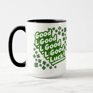 Caneca Bolsa Tote Padrão de Trevo da Sorte Verde Retro