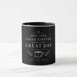 Caneca Bom Café Bom Humor Ótimo Dia Minimalista