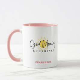 Caneca Bom dia Amarelo-Sol Pêssego Preto