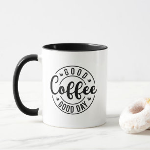 Caneca Bom dia arte com palavras de café