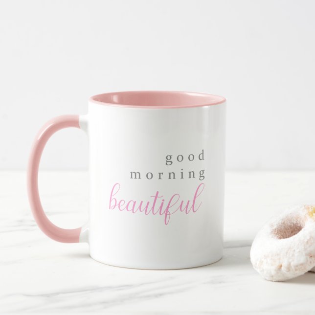 Caneca bom dia lindo rosa para a mãe (Com Donut)