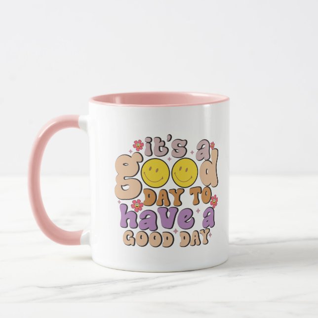 Caneca Bom Dia no Estilo de Texto ondulado (Esquerda)