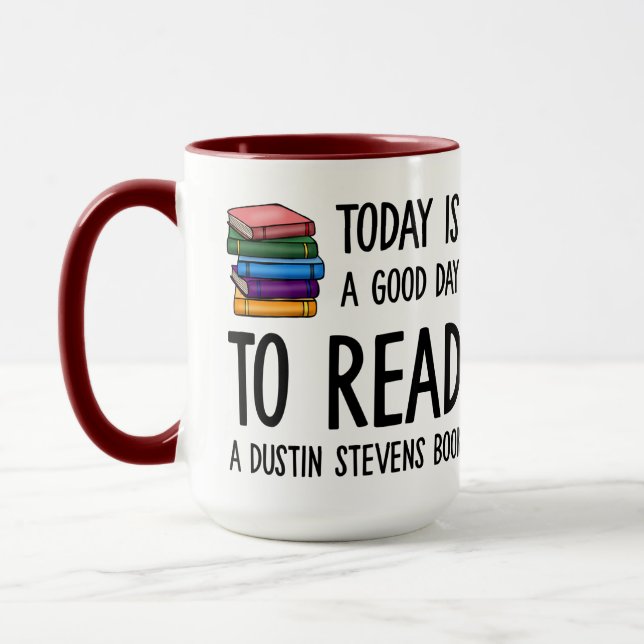 Caneca Bom dia para ler um livro do Dustin Stevens (Esquerda)