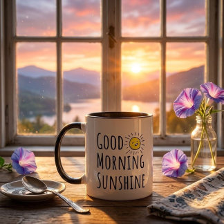 Caneca Bom Dia Sunshine – Citação Feliz do Sol Design