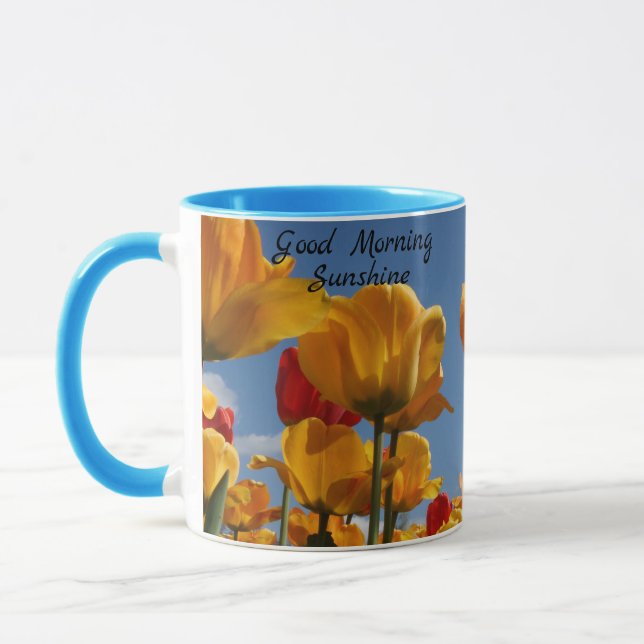 Caneca Bom dia Sunshine Tulips Blue Sky Café Presente (Esquerda)